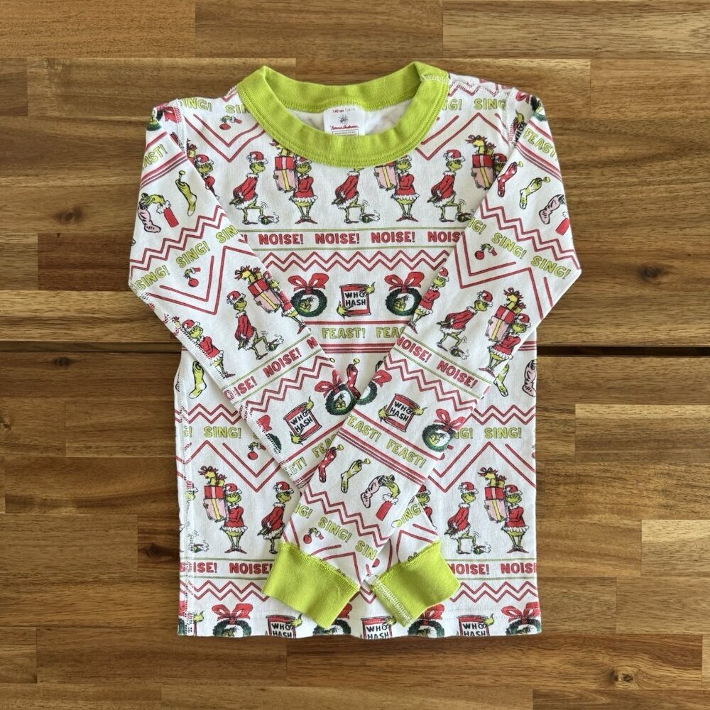Hanna Andersson Grinch Pajama Top ONLY shirt Holiday Christmas PJ SIZE 10
